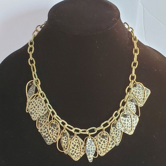 Multi-Layered Leopard Colored Necklace Squares & Teardrop Design Fashion - Picture 7 of 13